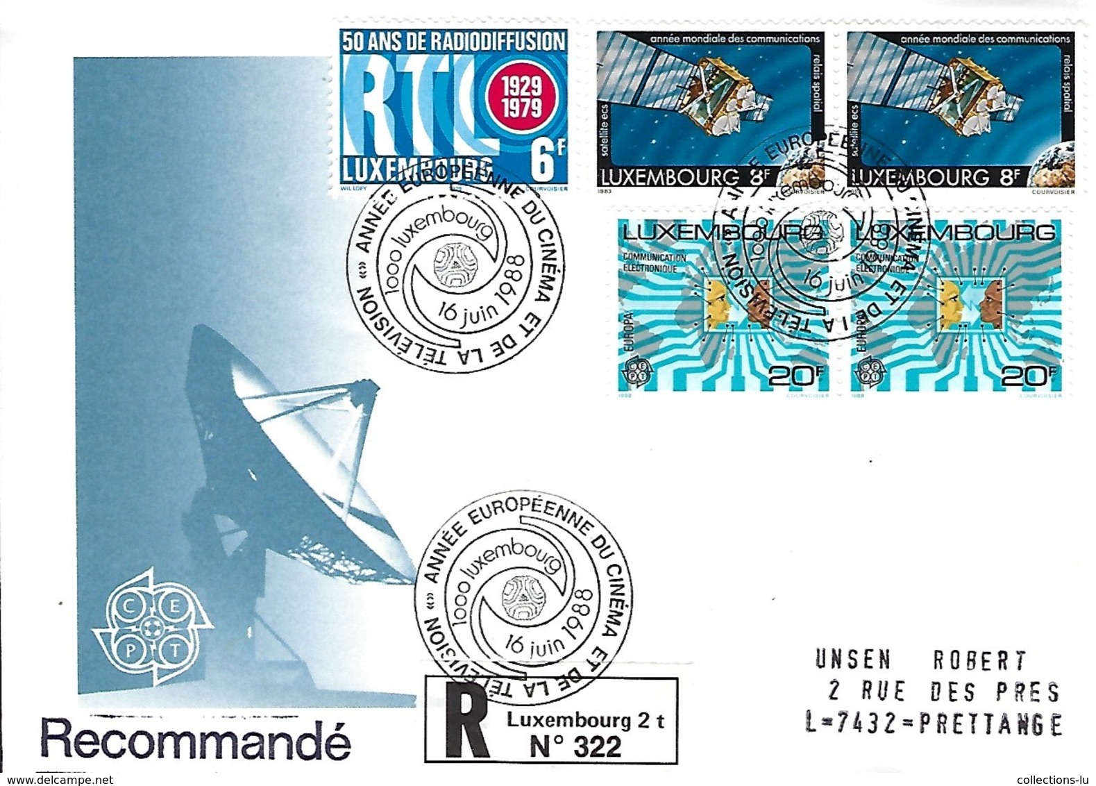 Luxembourg  -  FDC  -  16.juin 1988  -  50 Ans De Radiodiffusion RTL Luxembourg - Lettre Recommandé - FDC