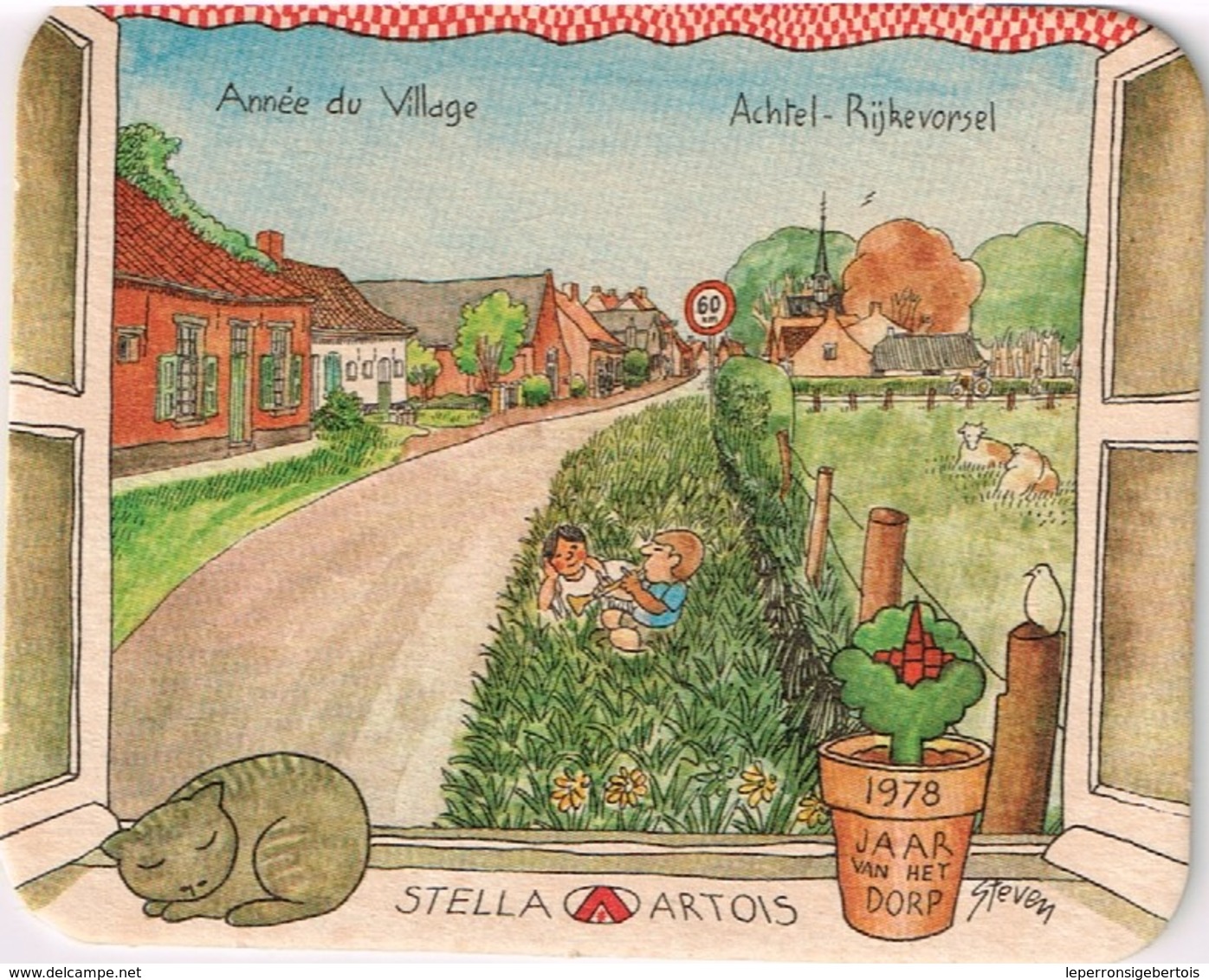 Sous Bock- Brasserie Stella-Artois 1978 Jaar Van Het Dorp - Année Du Village - Achtel-Rijkevorsel - Bierviltjes