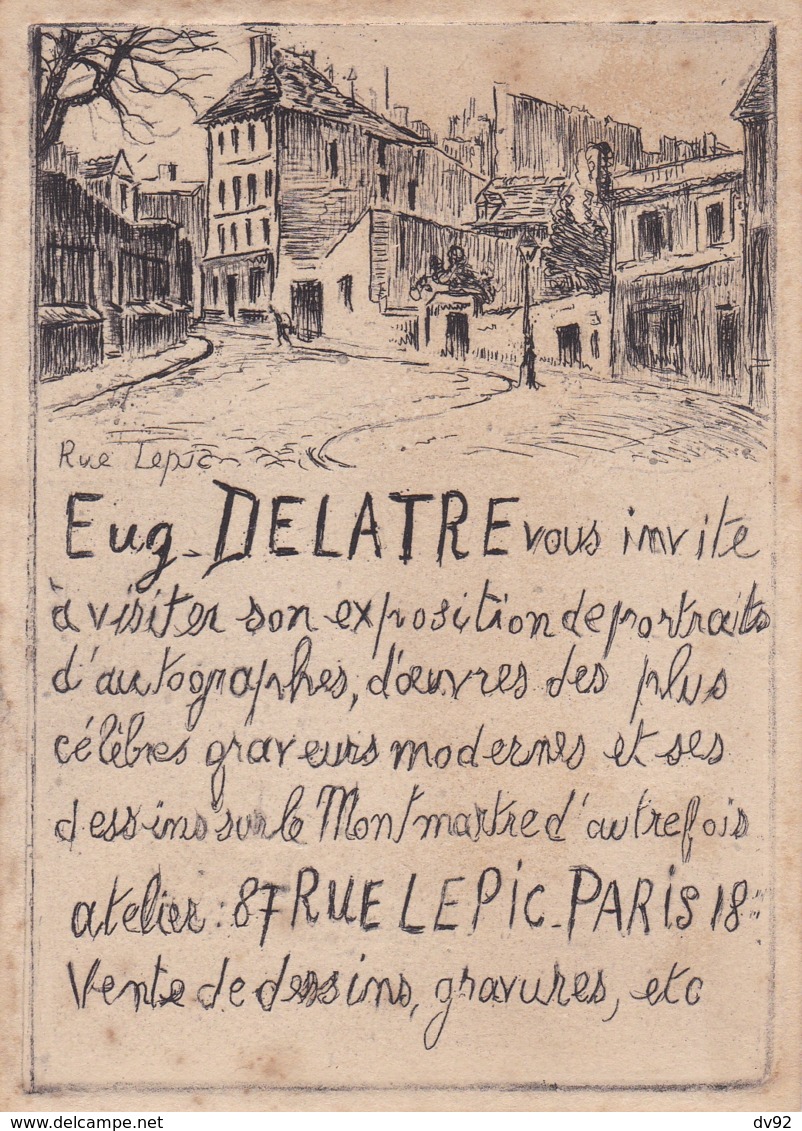 PARIS MONTMARTRE RUE LEPIC PAR EUGENE DELATRE PUBLICITE - Litografia