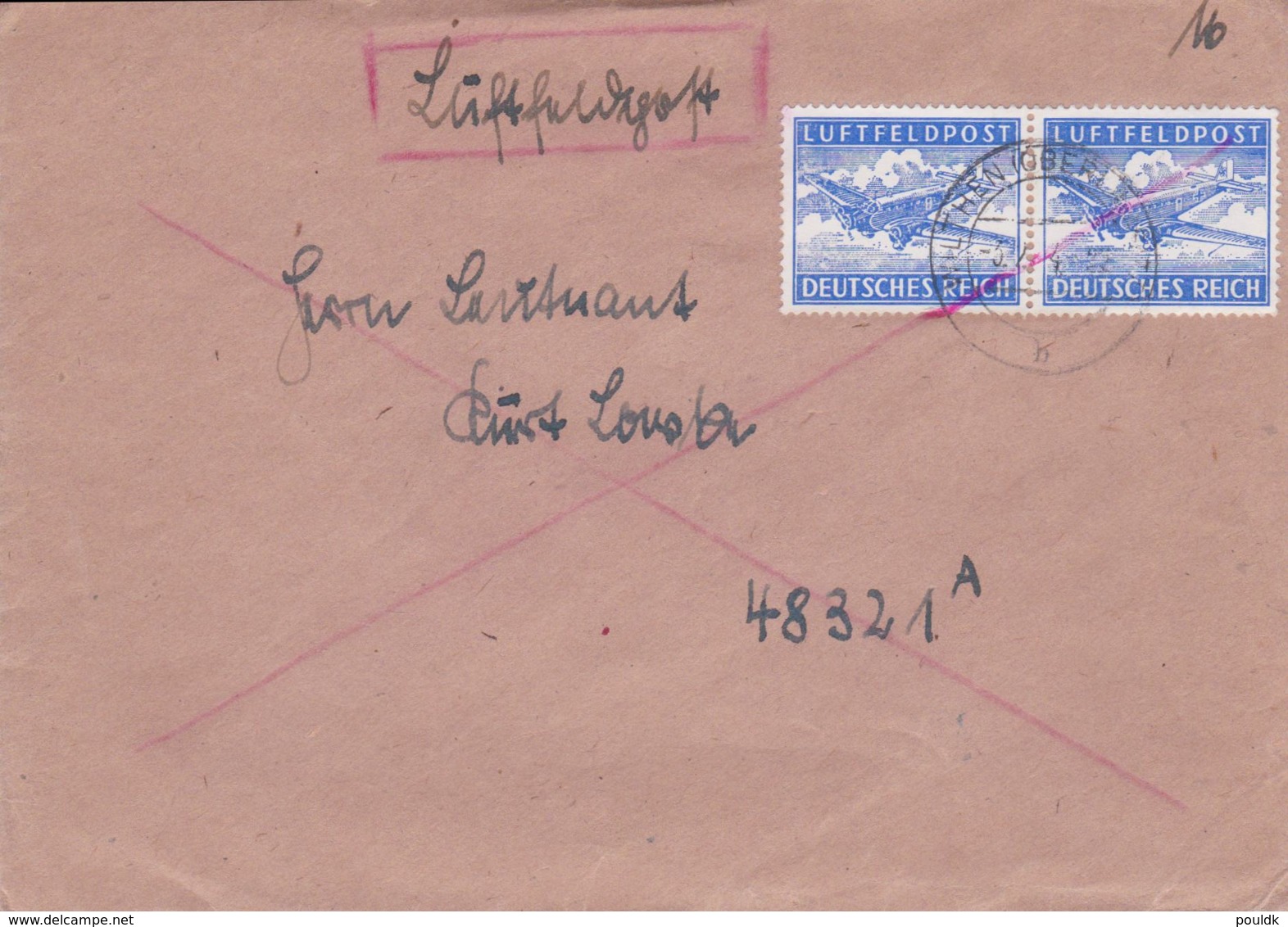 German Feldpost WW2: Double Airmail To Leutenant In Turkest. Träger-Bataillon 1001 FP 48321A P/m Wilthen 3.2.1943 - Guerre Mondiale (Seconde)