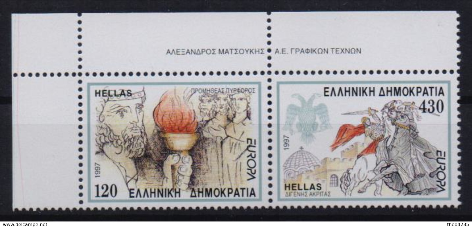 GREECE STAMPS EUROPA 1997/PERFORATED ALL AROUND(SE-TENANT)-19/5/97 -MNH - COMPLETE SET - Neufs