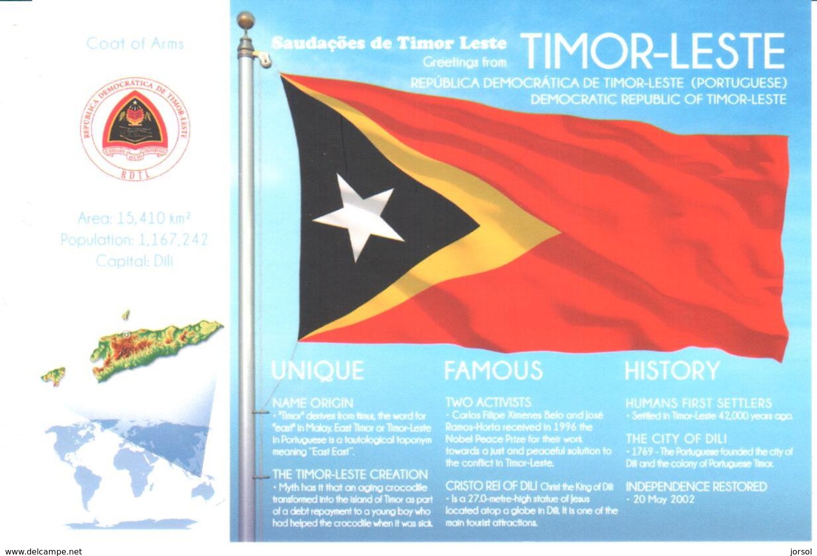 POSTAL   BANDERA DE TIMOR-LESTE - Otros & Sin Clasificación