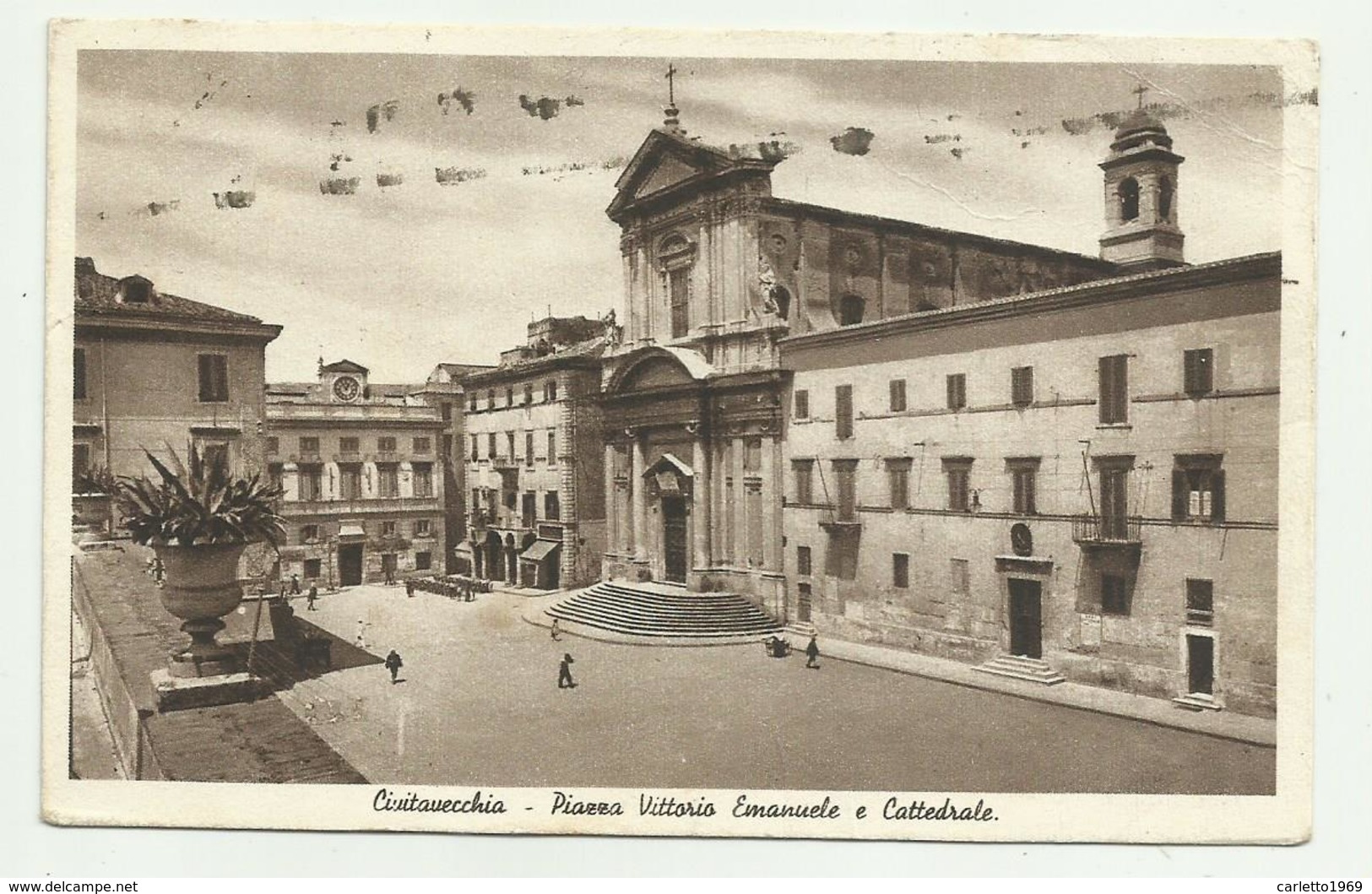 CIVITAVECCHIA - PIAZZA VITTORIO EMANUELE E CATTEDRALE VIAGGIATA FP - Civitavecchia