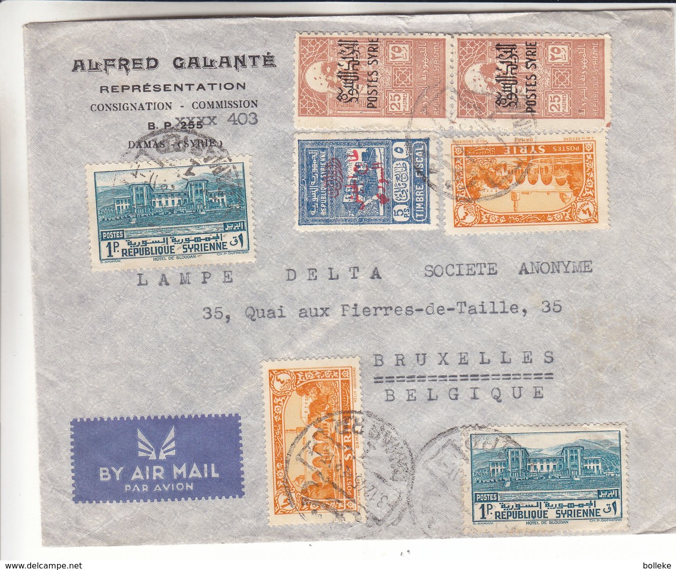 Syrie - Lettre De 1945 ° - Oblit Damas - Exp Vers Bruxelles - - Syrien