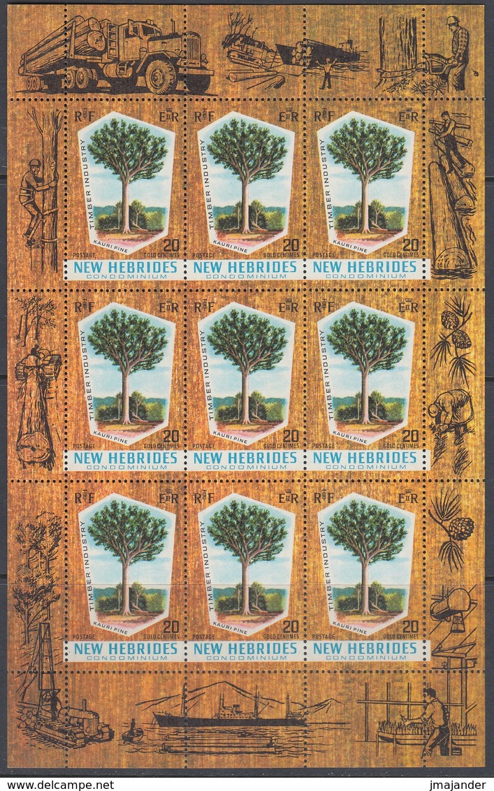 New Hebrides (English) 1969 - Kauri Pine, Timber Industry - Miniature Sheet Mi 277 ** MNH - Blokken & Velletjes