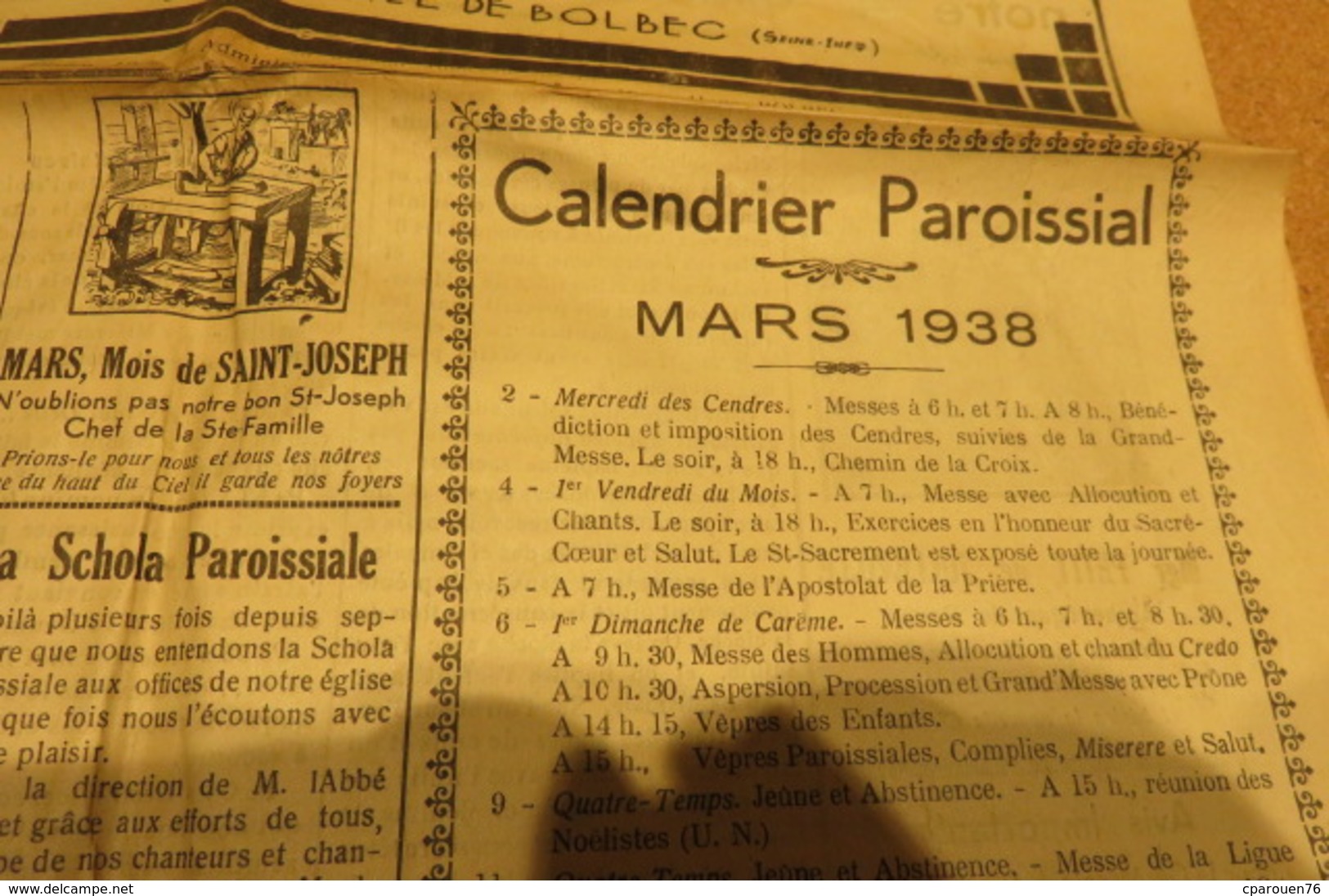 Journal Mars 1938 L'Espoir Sans Peur Journal Paroissial St Michel De Bolbec 76 Normandie Chrétienne Lys Coquilles - Andere & Zonder Classificatie