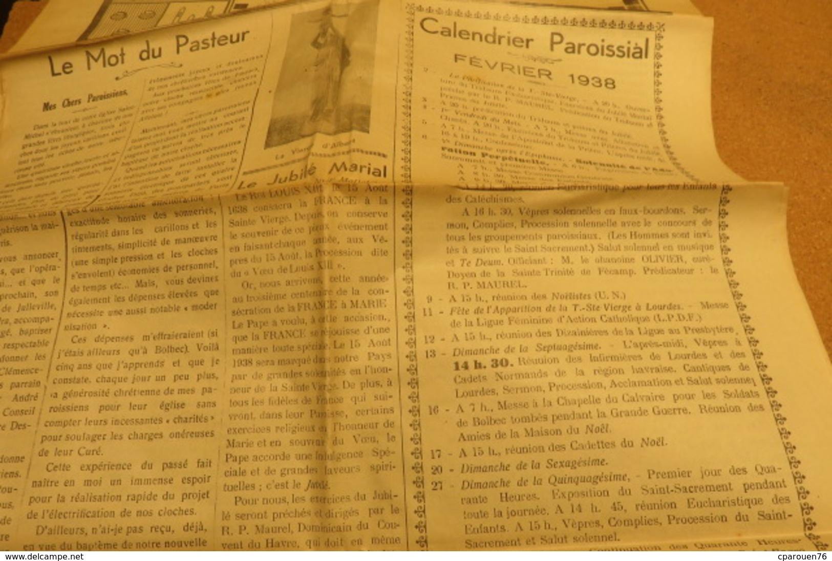 Journal Févri 1938 L'Espoir Sans Peur Journal Paroissial St Michel De Bolbec 76 Normandie Chrétienne Lys Coquilles - Altri & Non Classificati