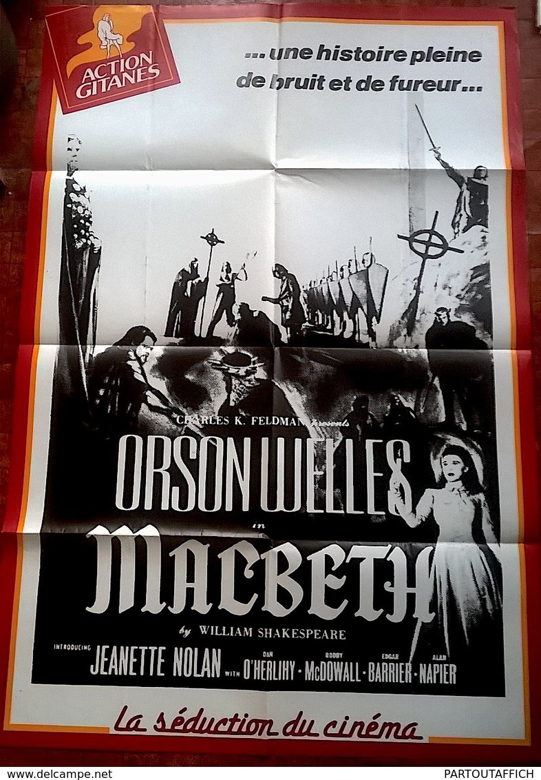 Aff Ciné Orig MACBETH Orson Welles 120X80 Shakespeare 1948 - Manifesti & Poster