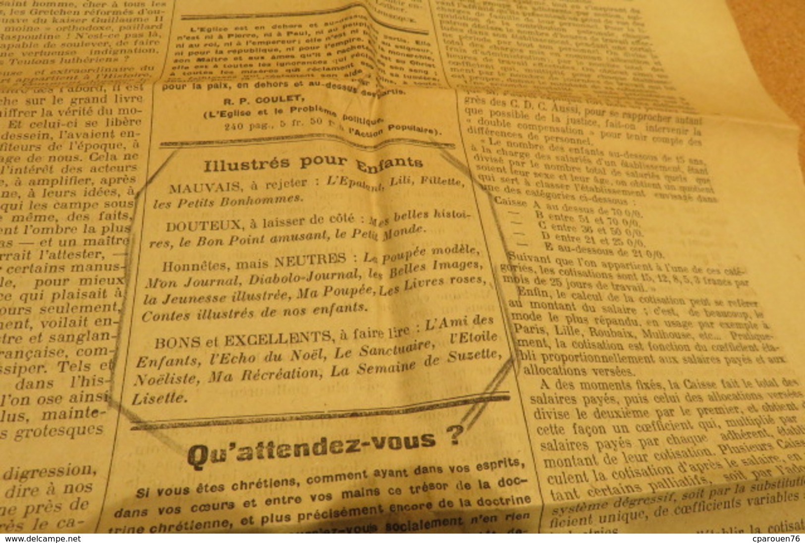 journal Déc 1922 1 ère année L'Espoir sans peur écho d'action catholique sociale  de Bolbec 76 Normandie chrétienne