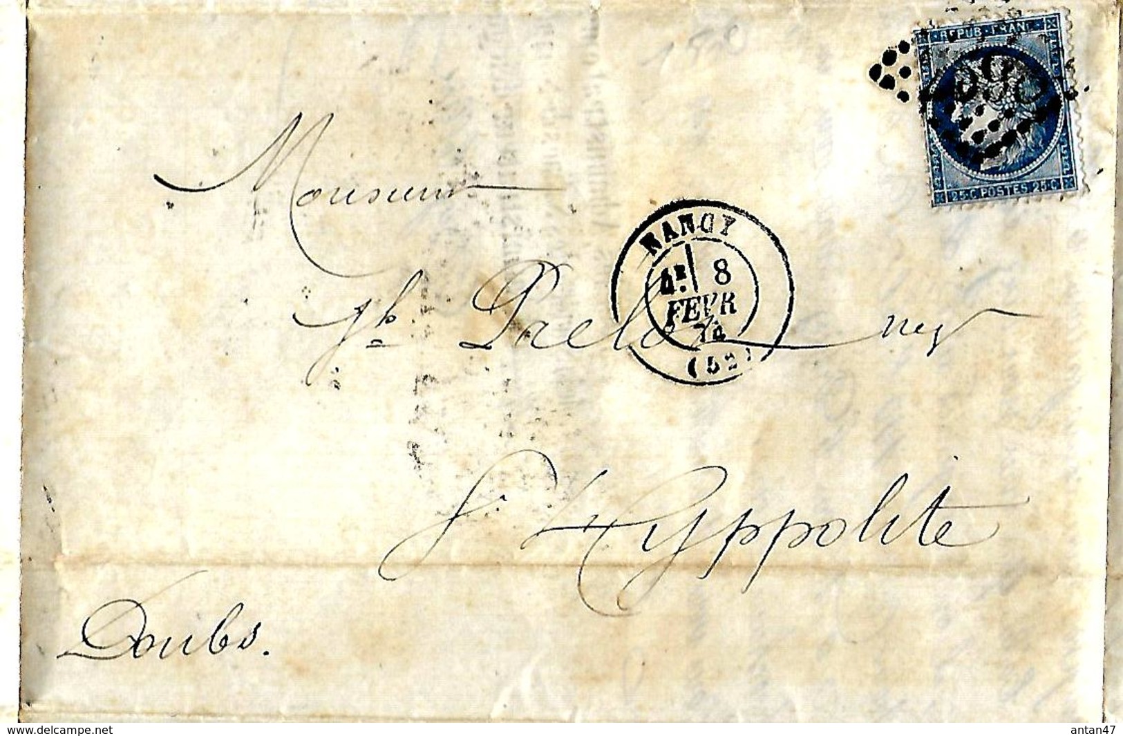 Lettre 1874 / 54 NANCY Salines De Sommerville à J Prelot 25 SAINT HYPPOLITE, Commande Non Conforme - 1800 – 1899