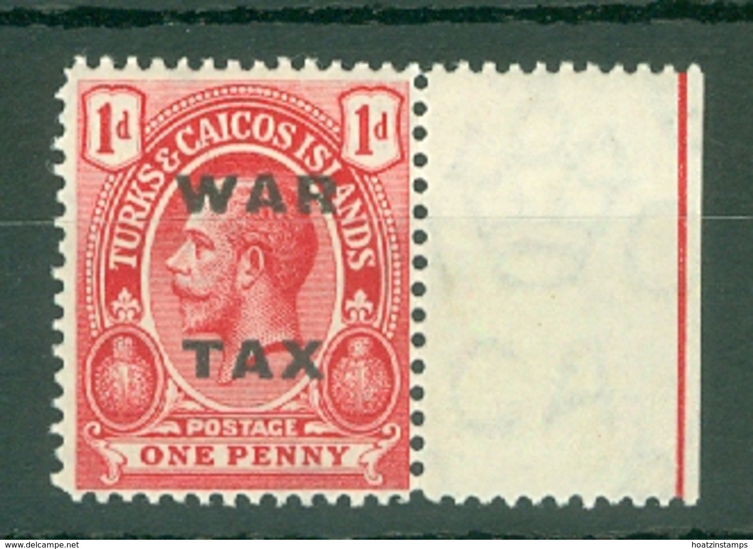 Turks & Caicos Is: 1918   'War Tax' OVPT   SG146    1d   Rose-carmine   MNH - Turks And Caicos