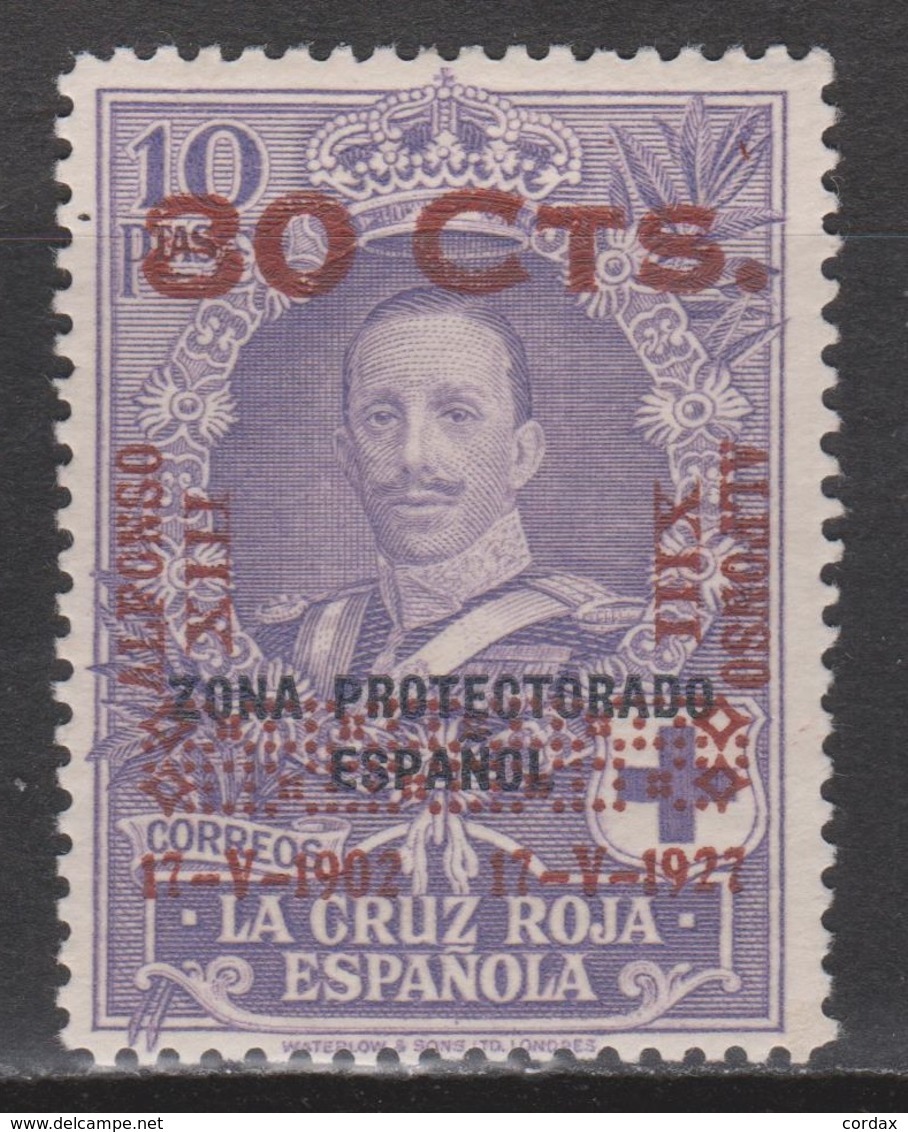 1927 ALFONSO XIII CORONACIÓN 80 Cts Sobre 10 Pts*. MARRUECOS. MUY RARO. - Neufs