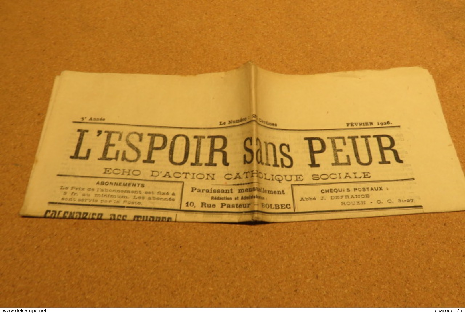 Journal Fév  26 L'Espoir Sans Peur Journal Paroissial St Michel De Bolbec 76 Normandie Chrétienne Edw Mon - Autres & Non Classés