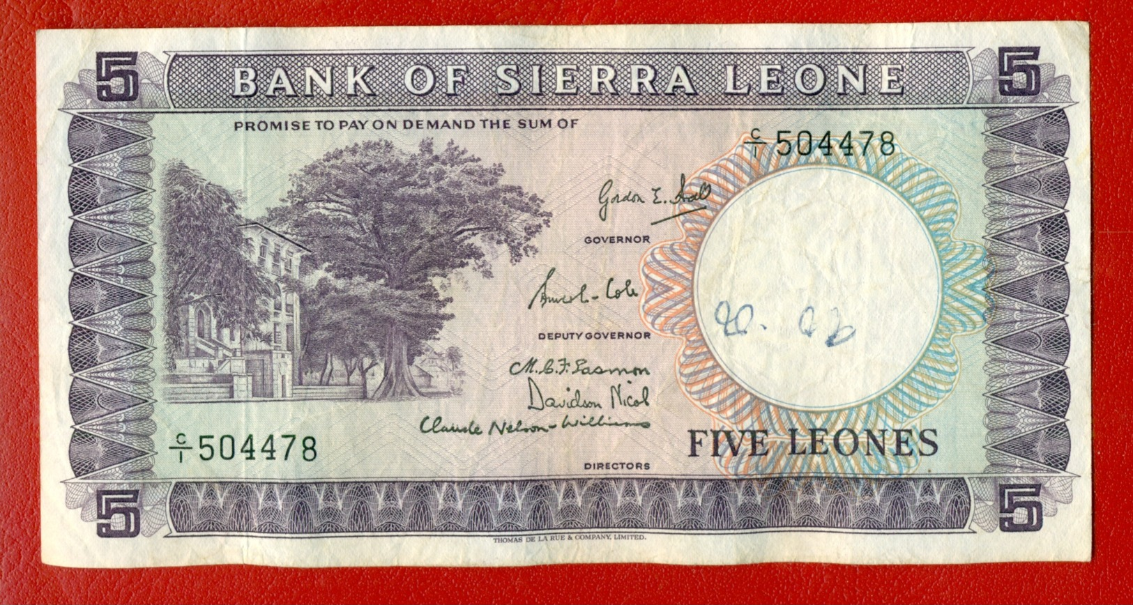 BANK OF SIERRA LEONE FIVE LEONES 340 - Sierra Leone