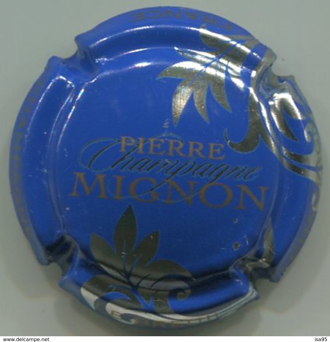 CAPSULE-CHAMPAGNE MIGNON Pierre N°061i Fond Bleu, Feuilles Argent - Mignon, Pierre