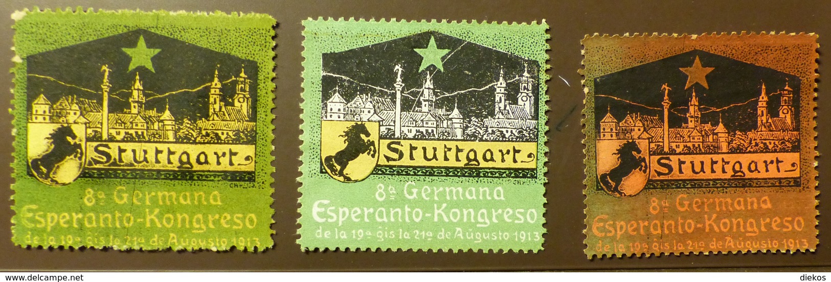 Werbemarke Cinderella Poster Stamp  Esperanto Stuttgart 1913  #1777 - Vignetten (Erinnophilie)
