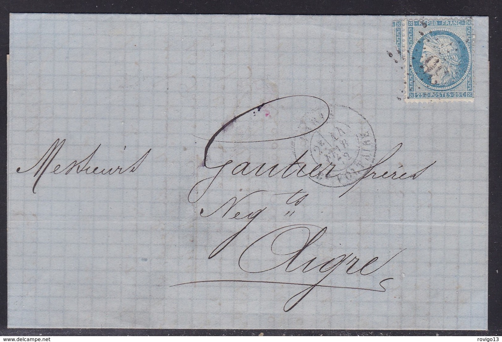 France, Paris - Yvert N° 60, étoile 36, Bt Voltaire Sur LAC De 1872 - Indice 9 - 1849-1876: Période Classique