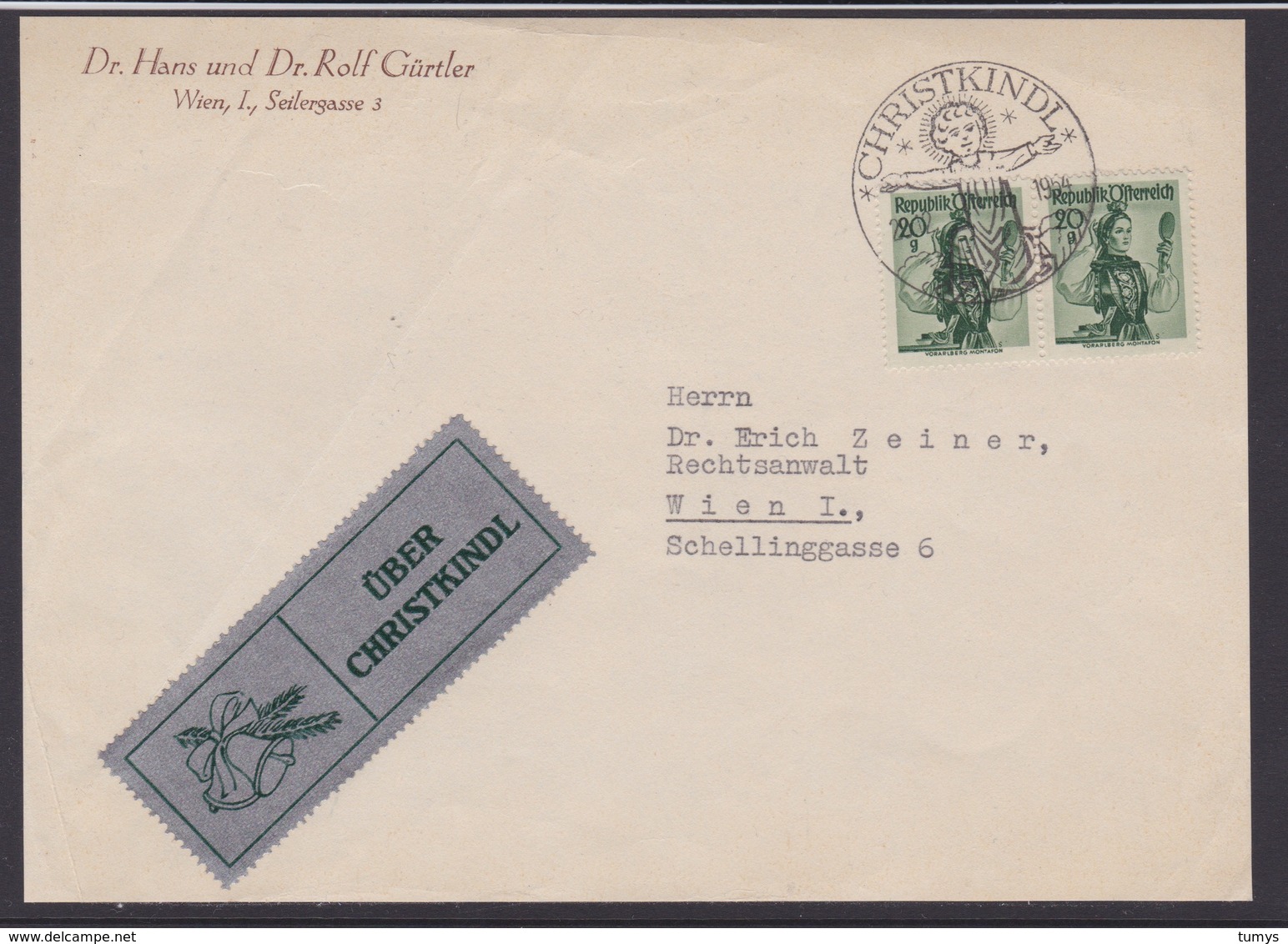 Christkindl Weihnachten Sonderstempel Briefstück Mit LZ 1954 - FDC