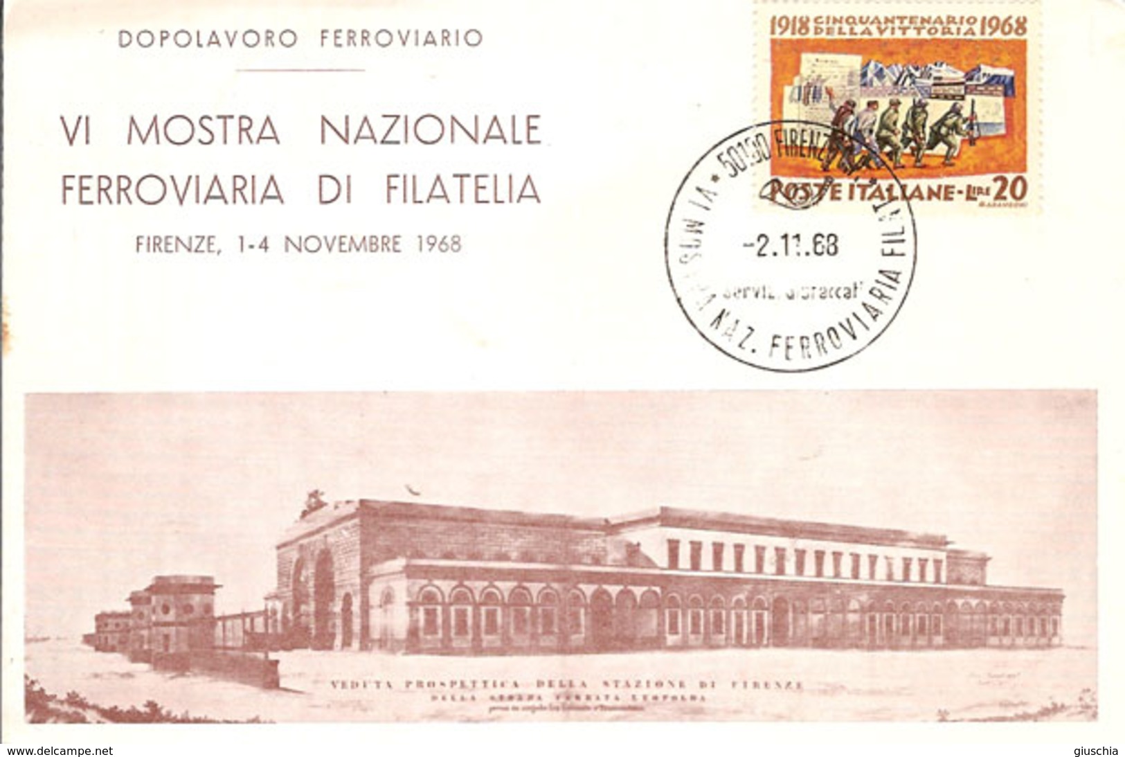 (St.Post.).VI Mostra Ferroviaria.Firenze 1968.Stazione Ferroviaria "Leopolda" (9-20) - Esposizioni Filateliche