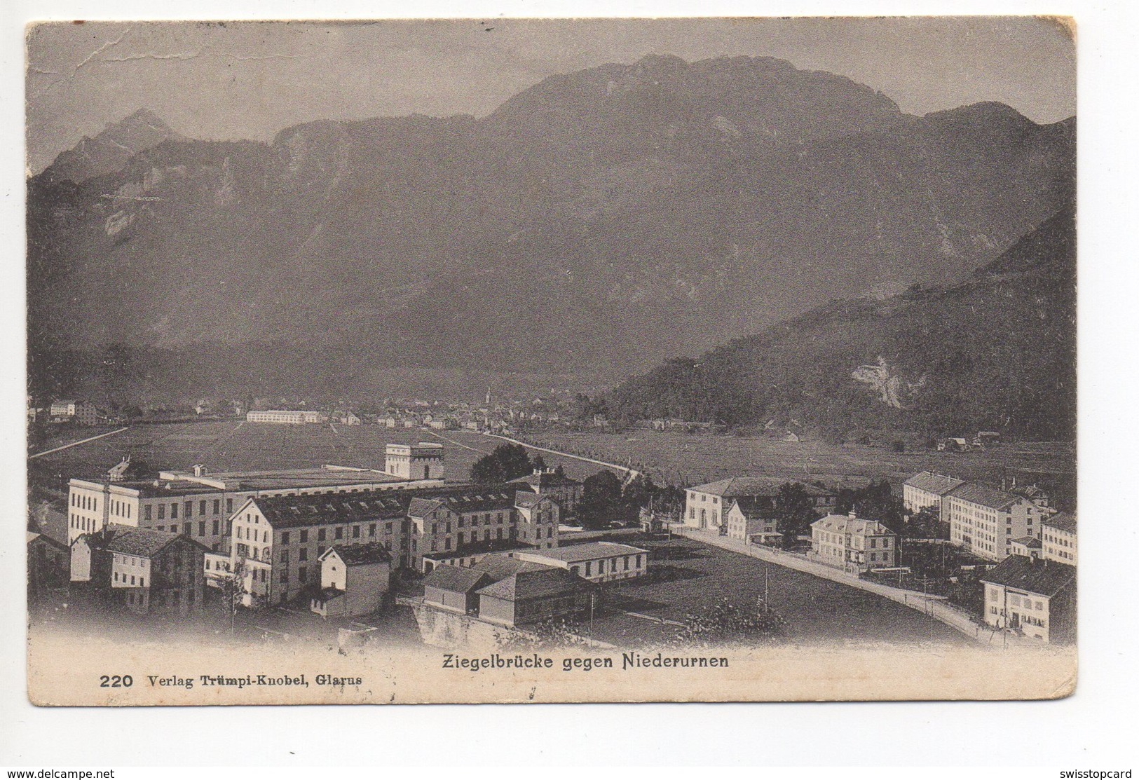 ZIEGELBRÜCKE Gegen Niederurnen Fabrik Gel. 1910 Ambulant Spez. Stempel Uznach - Niederurnen