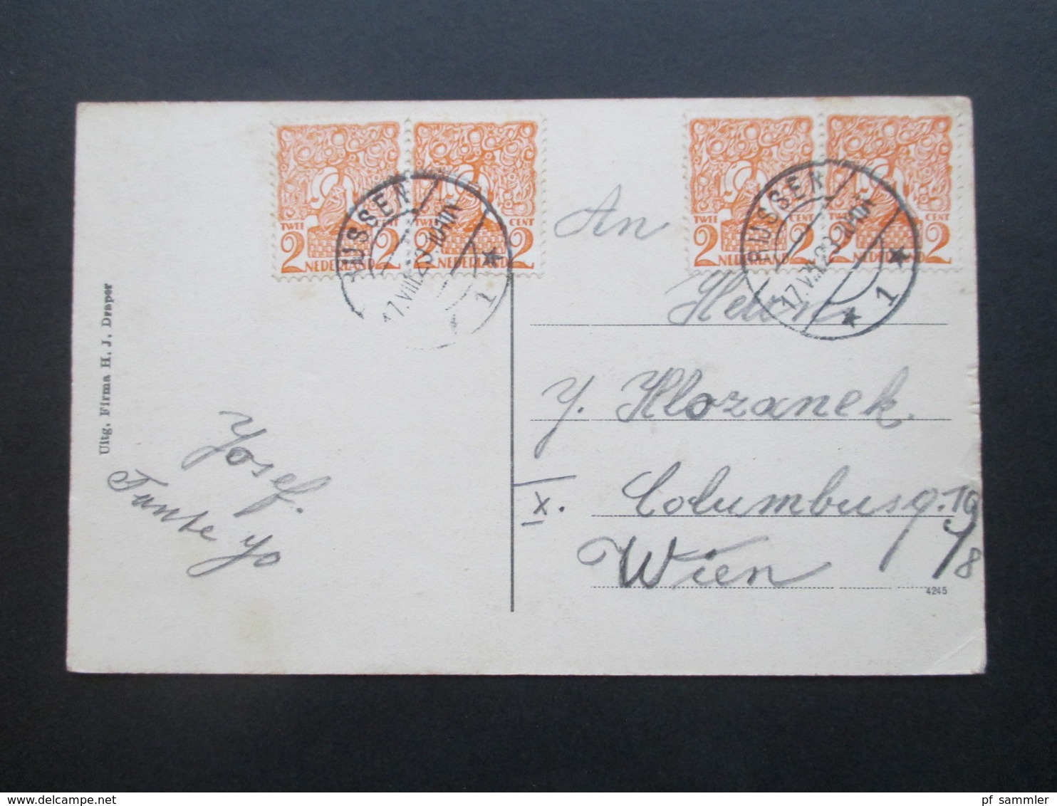 AK Niederlande 1923 Almelo Makt Stempel Rijssen Nach Wien Frankiert Mit 4x Michel Nr. 113 MeF - Almelo