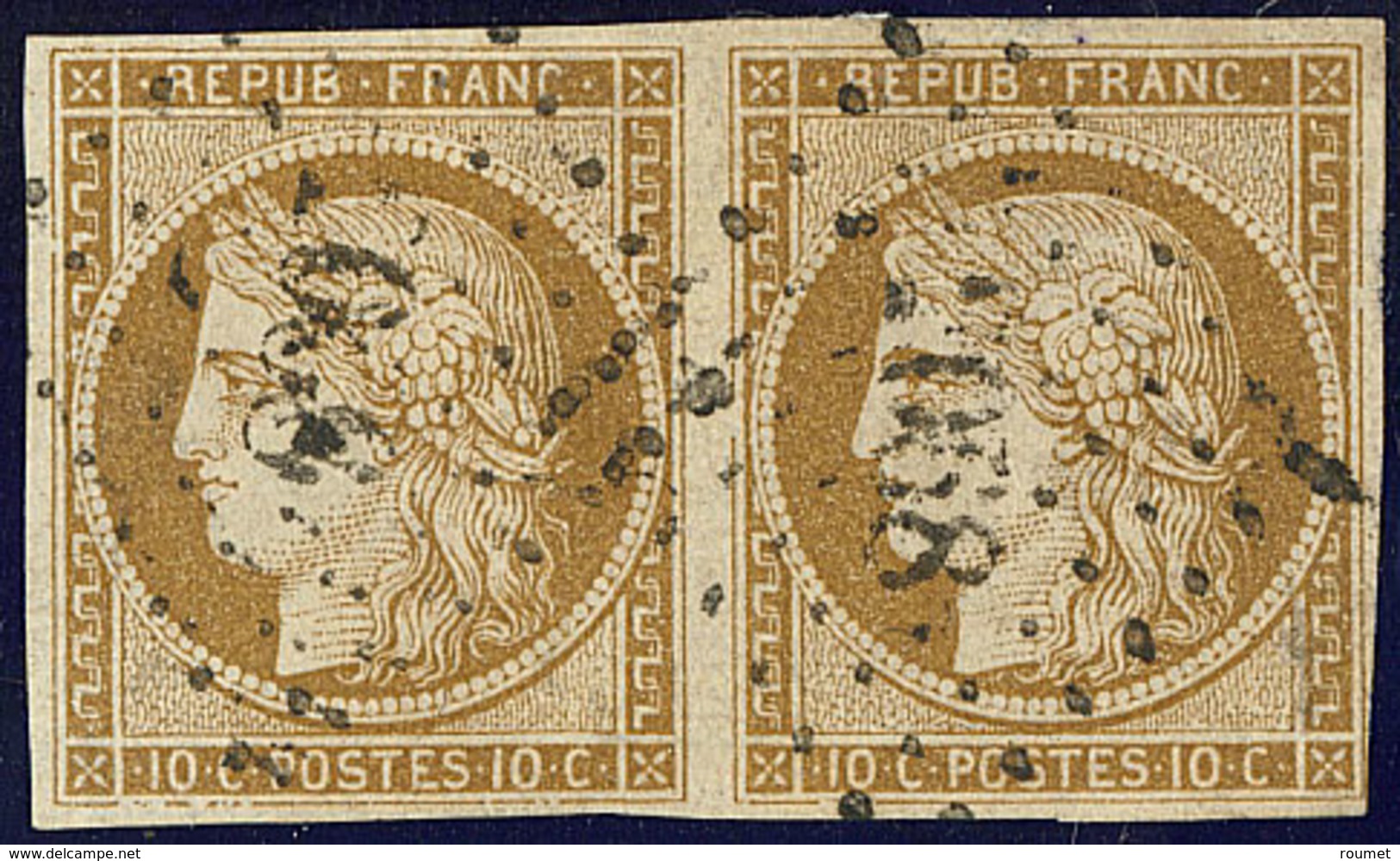 No 1b, Paire, Nuance Foncée, Obl Pc. - TB - 1849-1850 Ceres