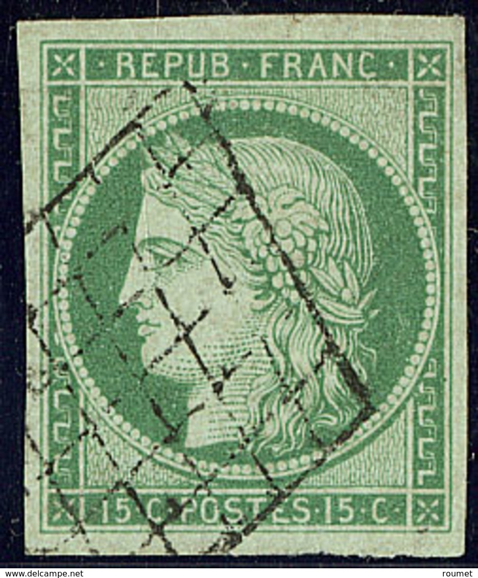 No 2a, Vert Clair, Obl Grille,  Très Frais Et Bien Centré. - TB. - R - 1849-1850 Cérès