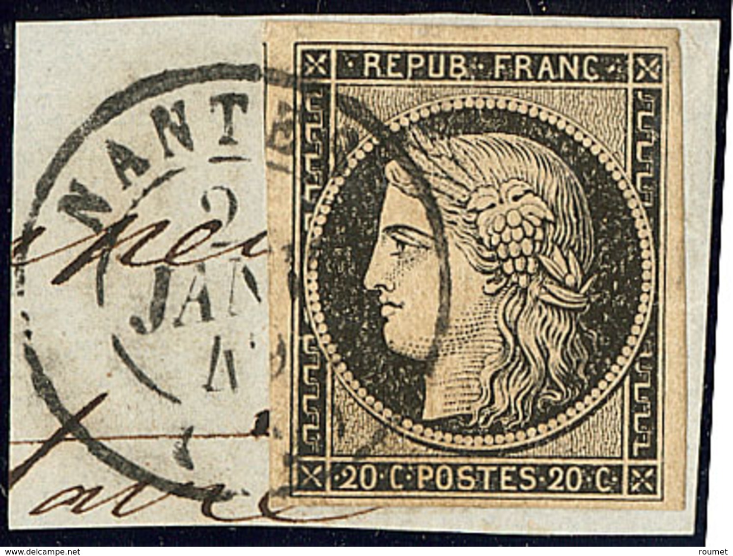 Oblitérations. 2 Janvier 1849 De Nantes. Cad 15 Sur N°3, Un Voisin, Jolie Pièce. - TB. - R - 1849-1850 Ceres