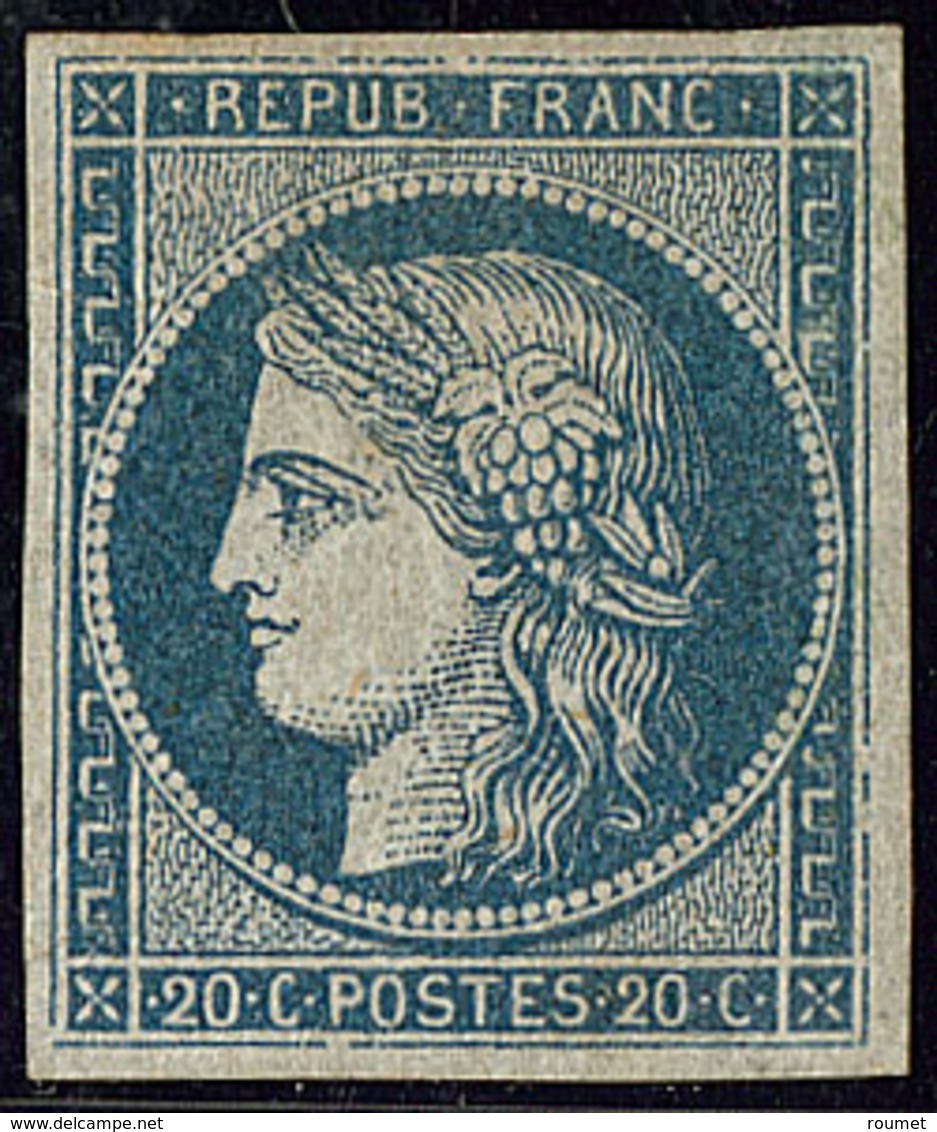 * Non émis. No 8b, Bleu Sur Azuré, Gomme Partielle, Très Frais. - TB. - R - 1849-1850 Cérès