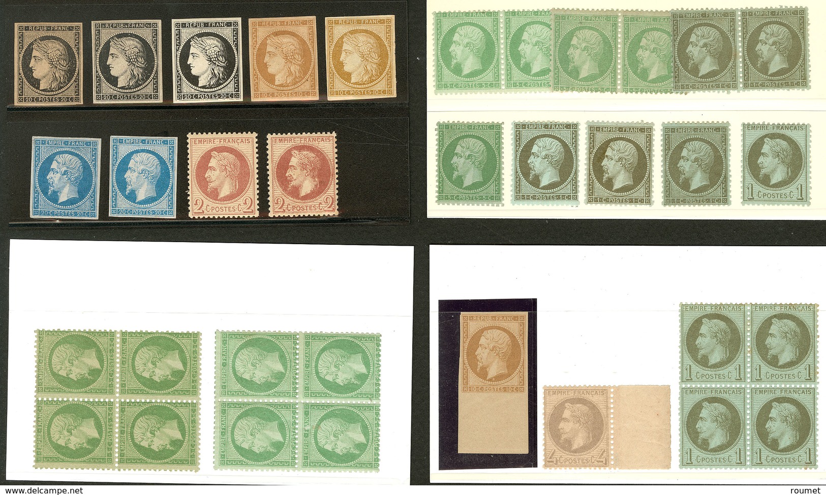 * Lot. 1849-1862, Ex * Ou (*), Nuances Diverses, Trois Paire Et Trois Bloc De Quatre, Tous états - 1849-1850 Cérès