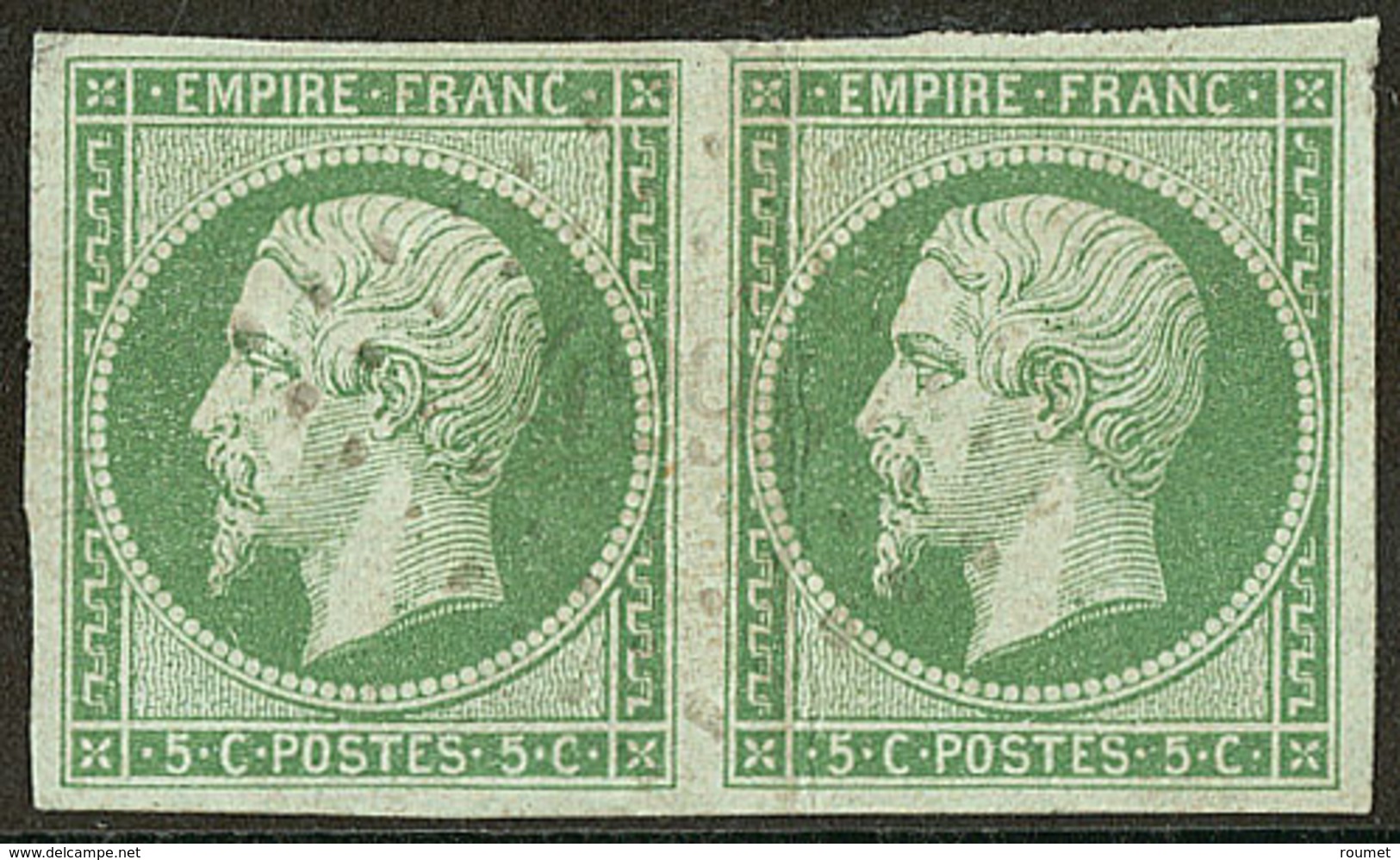 No 12, Paire (un Ex Pli) Obl Pc 4295 St Sauveur Sur Tinée. - TB - 1853-1860 Napoléon III.