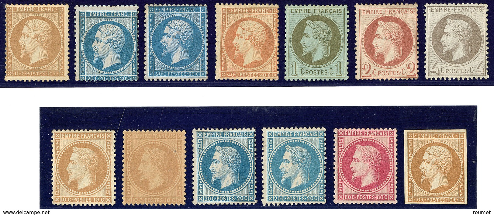 (*) Nos 21, 22(2), 23, 25 à 27A, 28A, 28B, 29A, 29B, 32, 13B. - TB - 1862 Napoléon III.