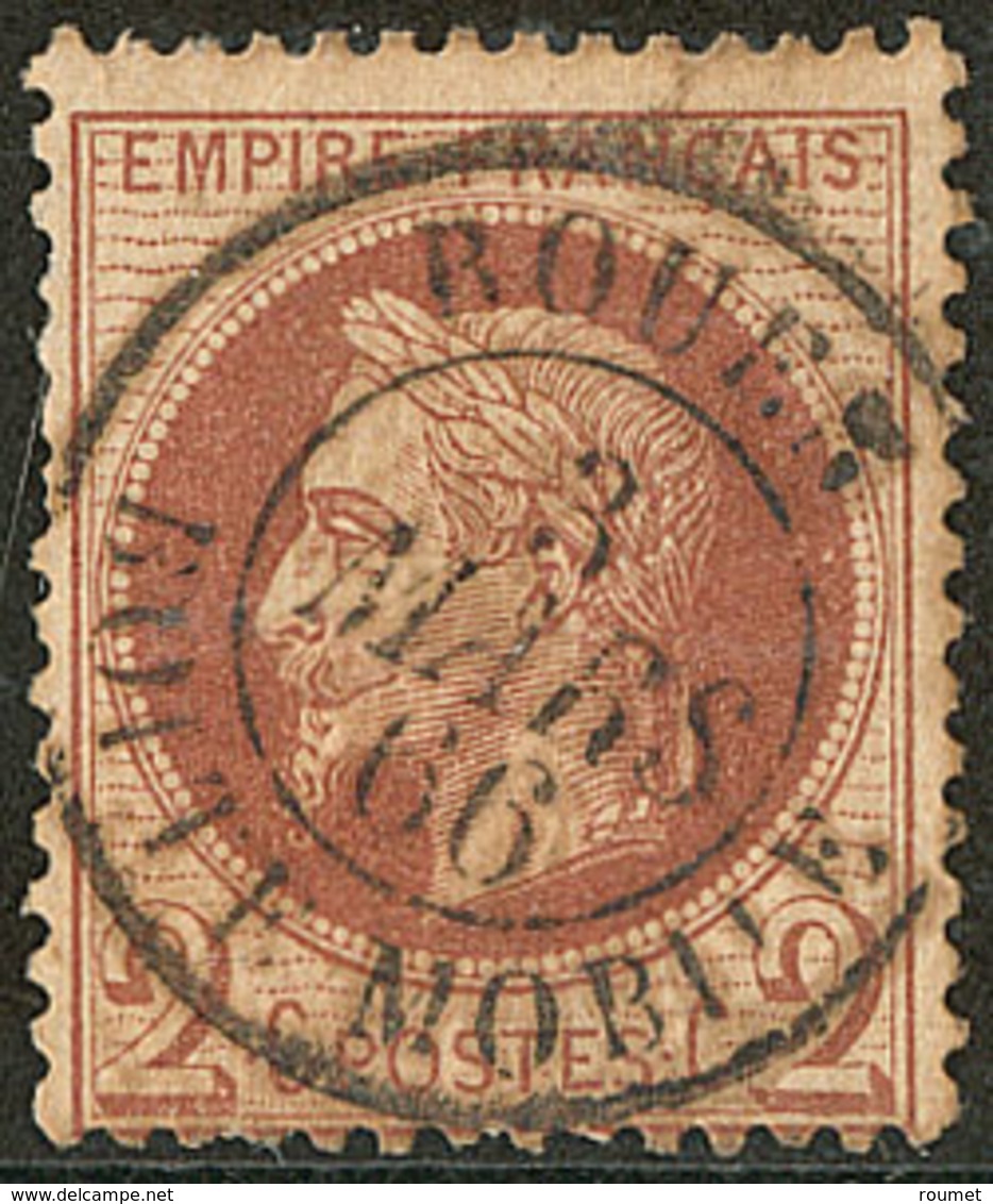 No 26A, Rouge-brun, Obl Cad "Rouen Boîte Mobile" De Mars 66. - TB - 1863-1870 Napoléon III Lauré