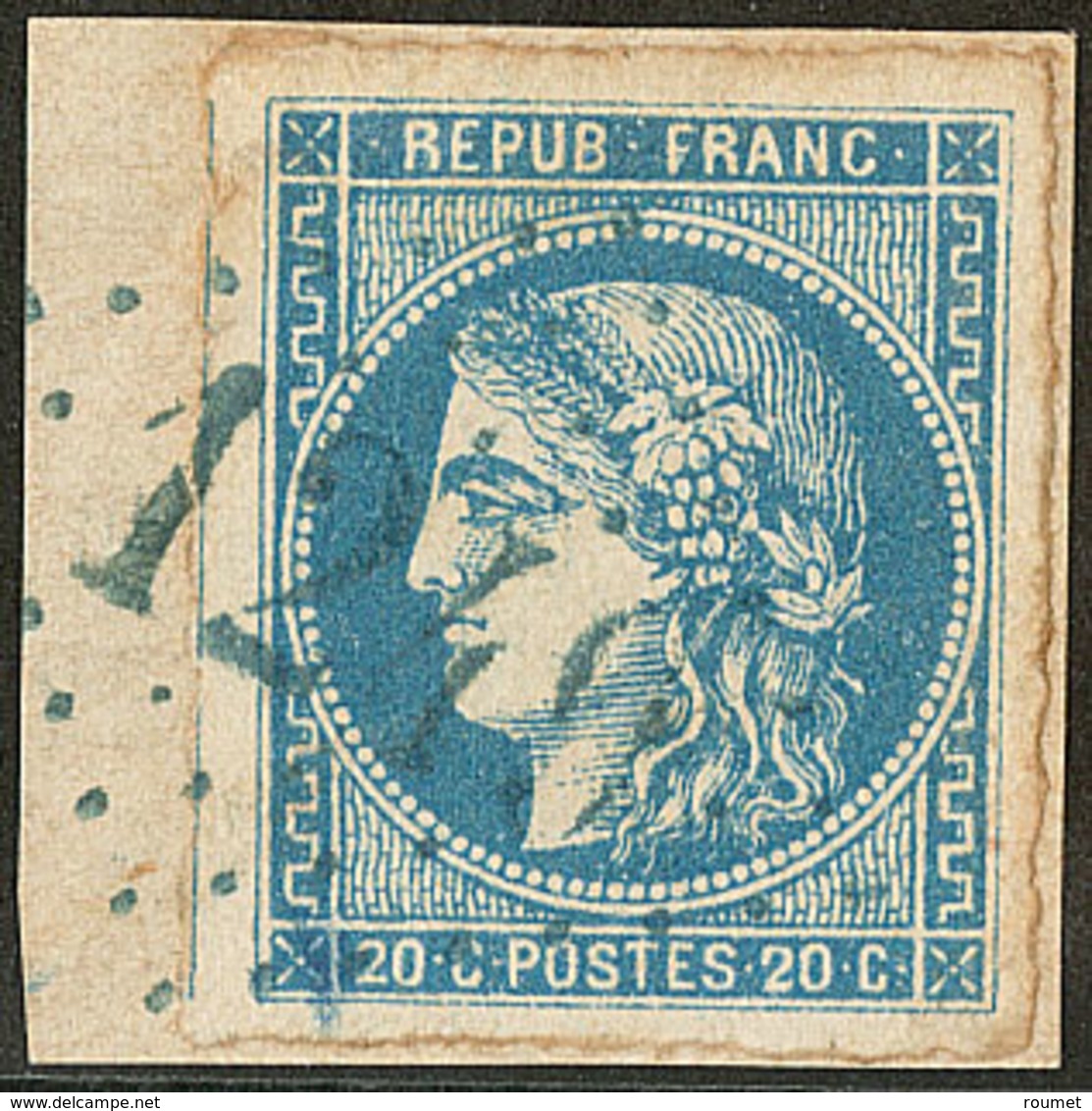 Oblitérations. Gc Bleu. No 46B, Obl Gc 1249 Bleu Sur Support. - TB - 1870 Bordeaux Printing