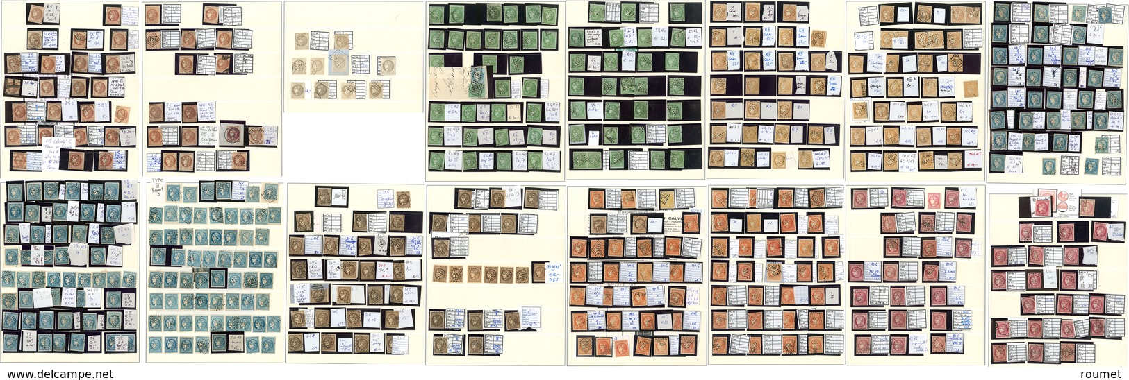 Collection. 1870-1871, Entre Les N°40 Et 49, Multiples, Obl, Nuances, Etc., Tous états Dont Def, Faux Et Réparés - 1870 Bordeaux Printing