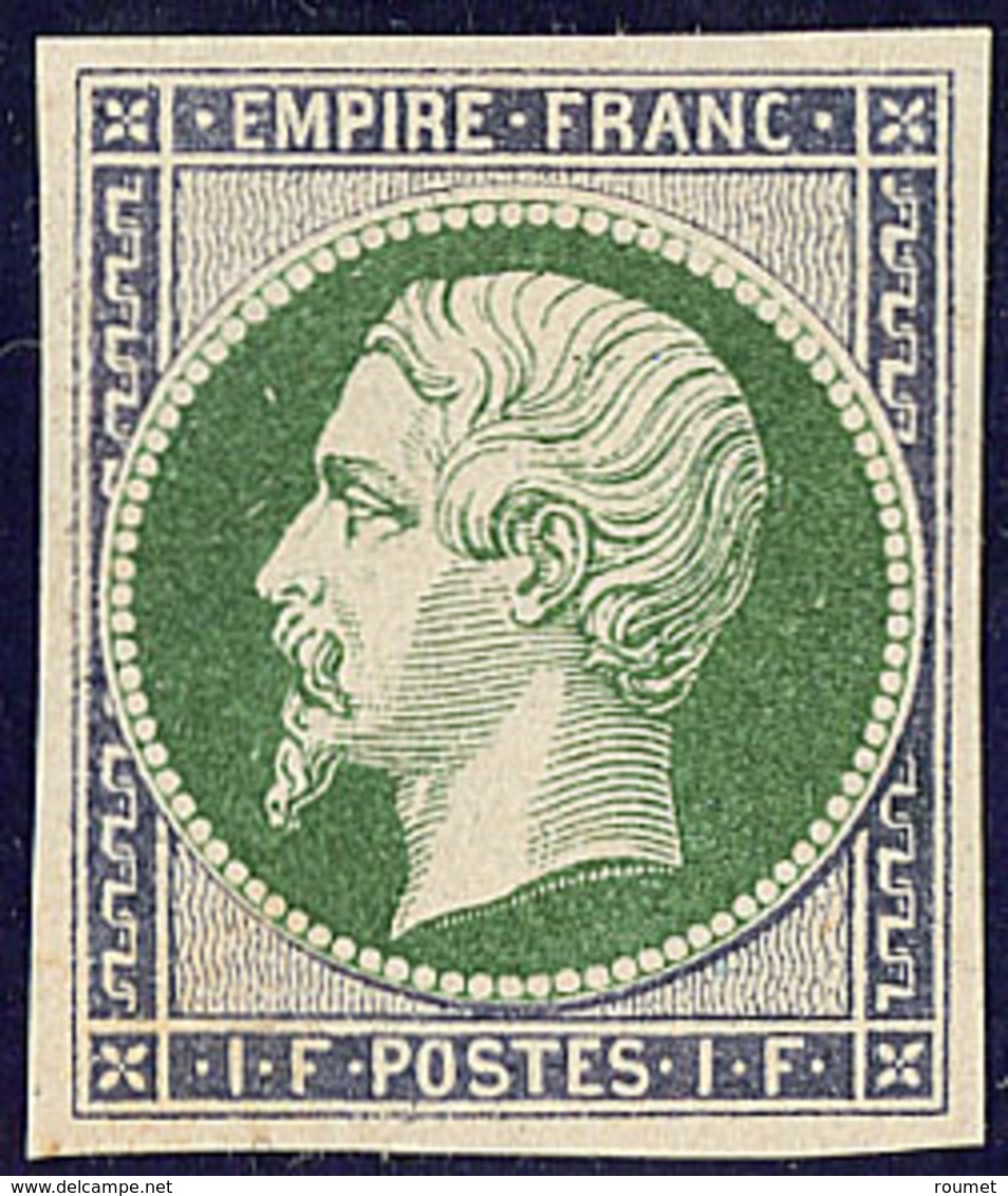 (*) Empire Non Dentelé. Epreuves Bicolores. 1f Violet Et Vert à L'unité, Pelurage Au Verso Mais TB. - R - Other & Unclassified