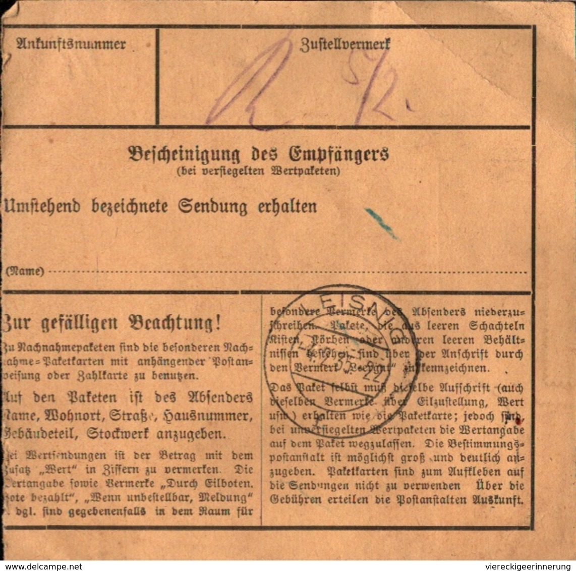 ! 1935 Paketkarte Deutsches Reich, Döbeln Nach Leisnig, Dienstmarke - Storia Postale