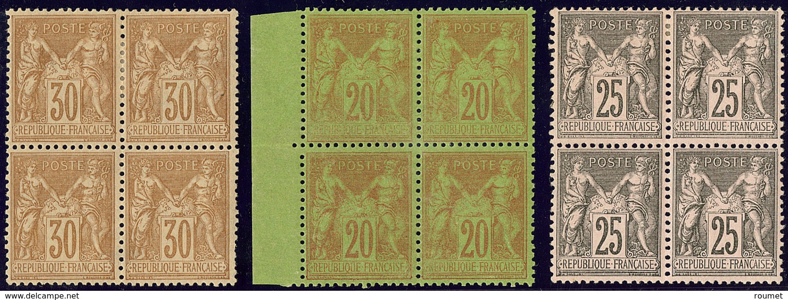 * Nos 80 Bloc De Quatre (un Ex **), 96 Et 97 En Bloc De Quatre (deux Ex ** Par Bloc). - TB - 1876-1878 Sage (Type I)