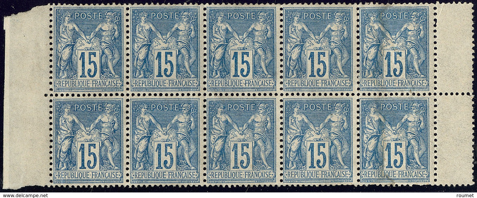 * No 90, Bleu, Bloc De Dix Bdf Dont Deux Ex Def Et 4 Ex Pli. - TB - 1876-1878 Sage (Type I)