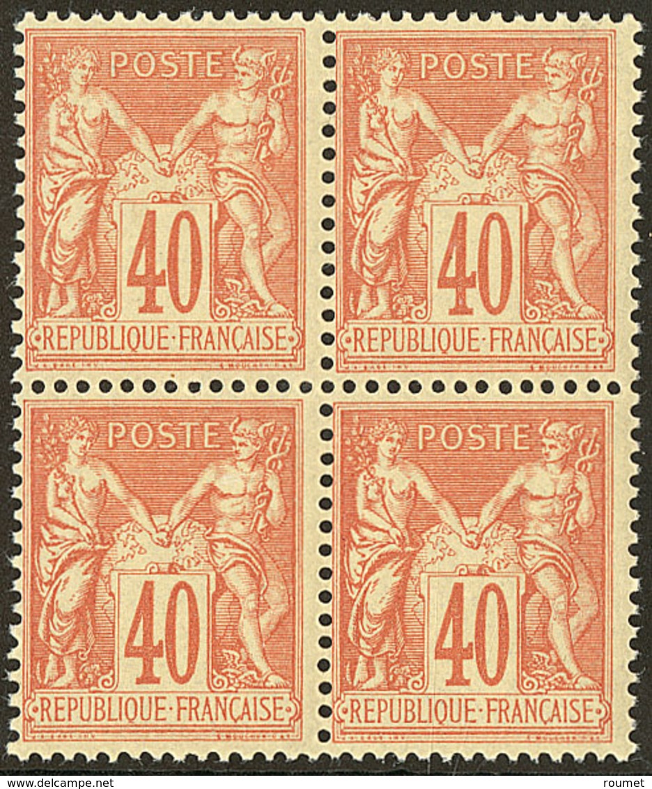 ** No 94, Rouge-orange, Bloc De Quatre, Très Frais. - TB - 1876-1878 Sage (Type I)