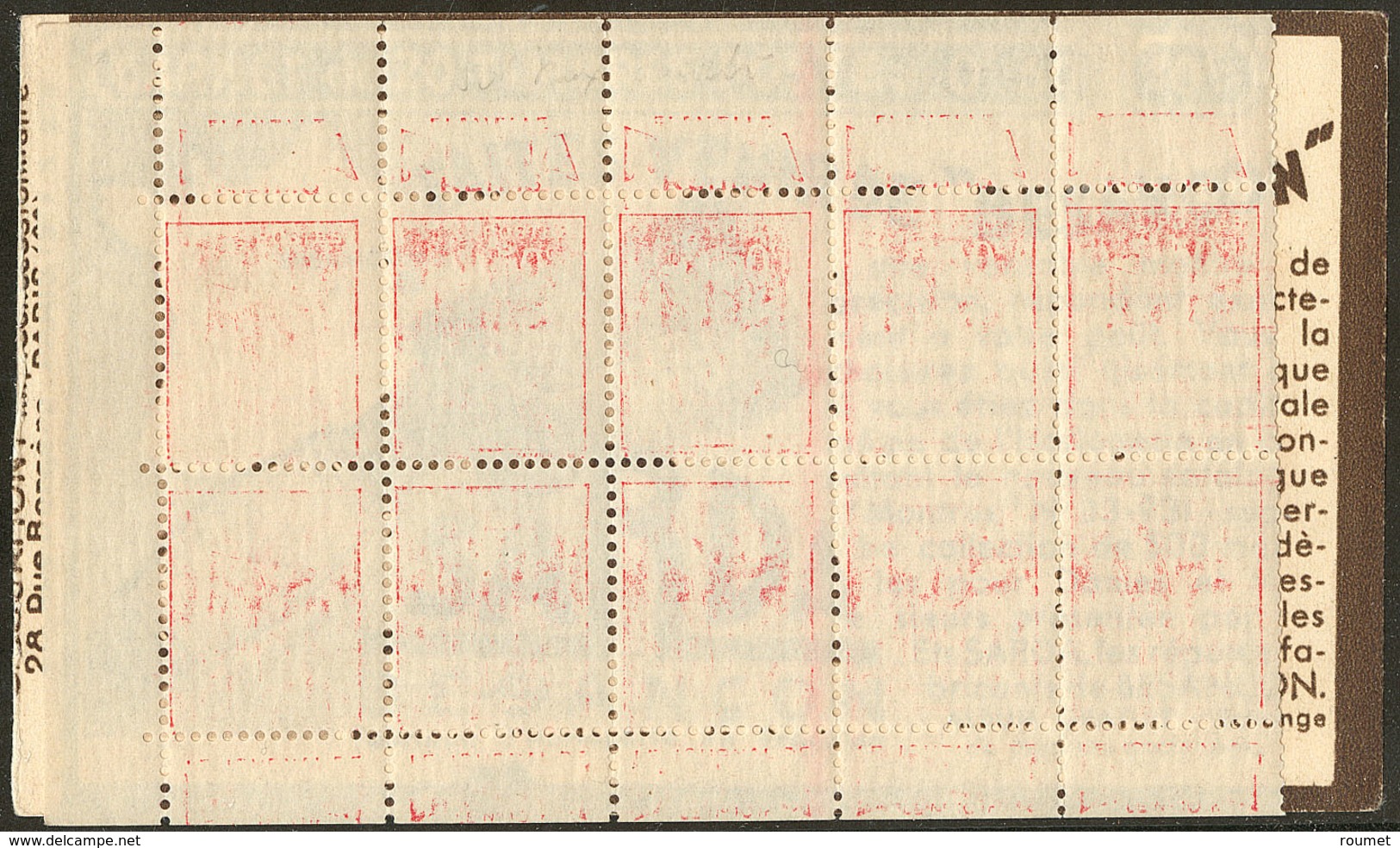 ** Impression à Sec. No 283h, Dix Ex (feuille De Carnet 283-C12), Sur Demi-couverture. - TB - Zonder Classificatie