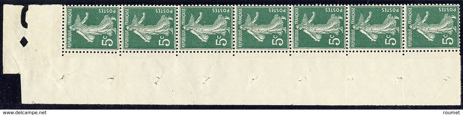 ** No 1, 5c Vert, Bande De Sept Cdf, Superbe - Coil Stamps