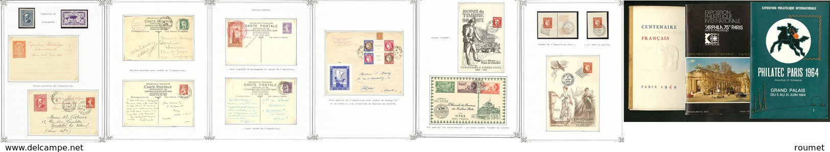 Lettre Thématiques. 1913-1982, Expo Philatélique, Enveloppes, CP, FDC, Valeurs, Vignettes, Affts, Obl Et Fascicules Dive - Verzamelingen