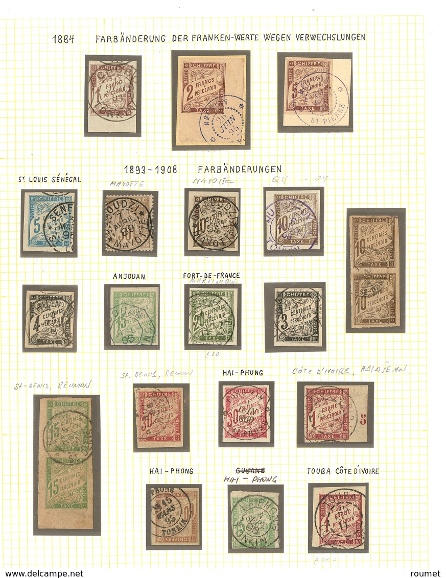 Taxe. Collection. Oblitérations 1884-1906, 17 Ex Et Deux Paires Verticales, Généralement Frappes Choisies. - TB - Autres & Non Classés