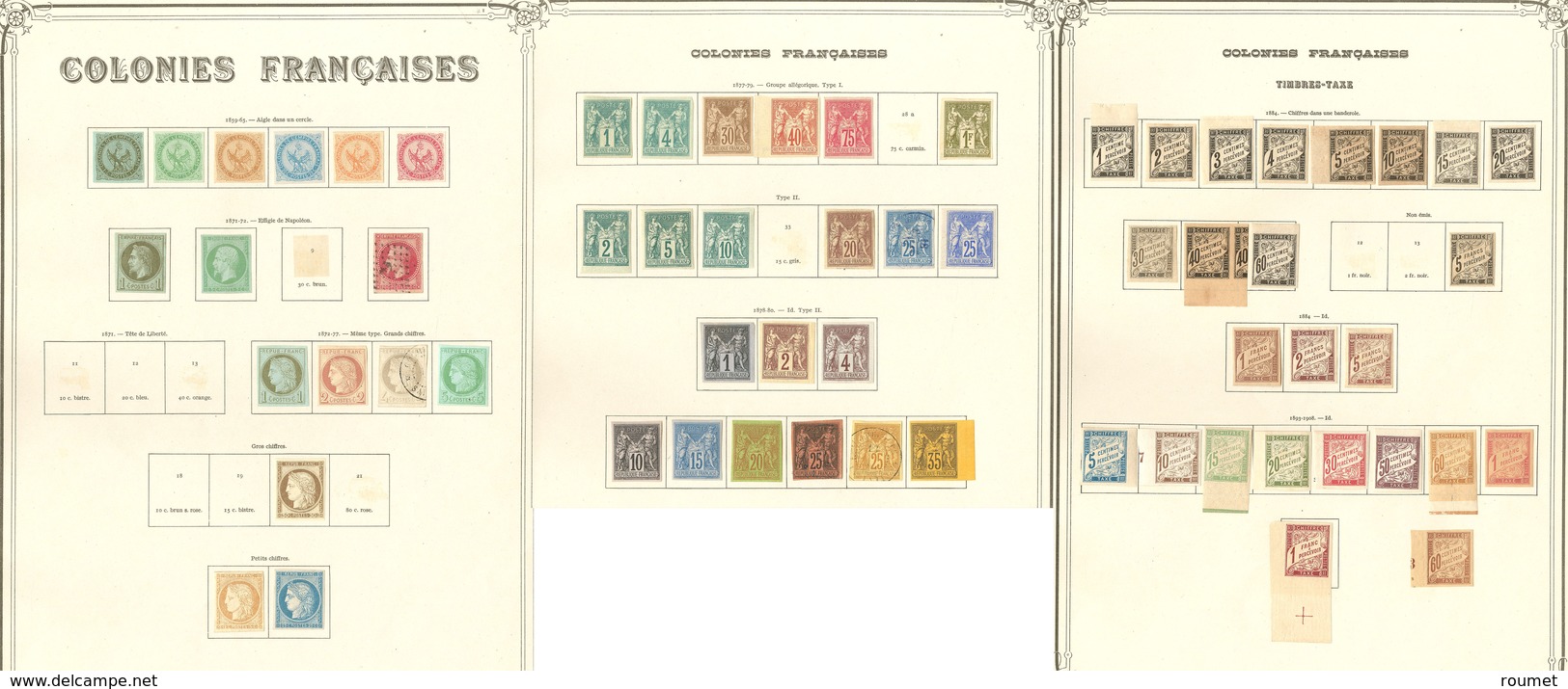 * Collection. 1859-1944 (Poste, PA, Taxe), Valeurs Moyennes Dont 8, 13(*), 16obl, Etc. - TB Ou B - Autres & Non Classés