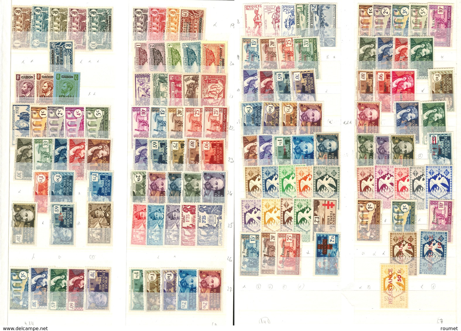 ** Collection. 1936-1958 (Poste, PA, Taxe), Valeurs Et Séries Moyennes, Des France-Libre. - TB - Autres & Non Classés