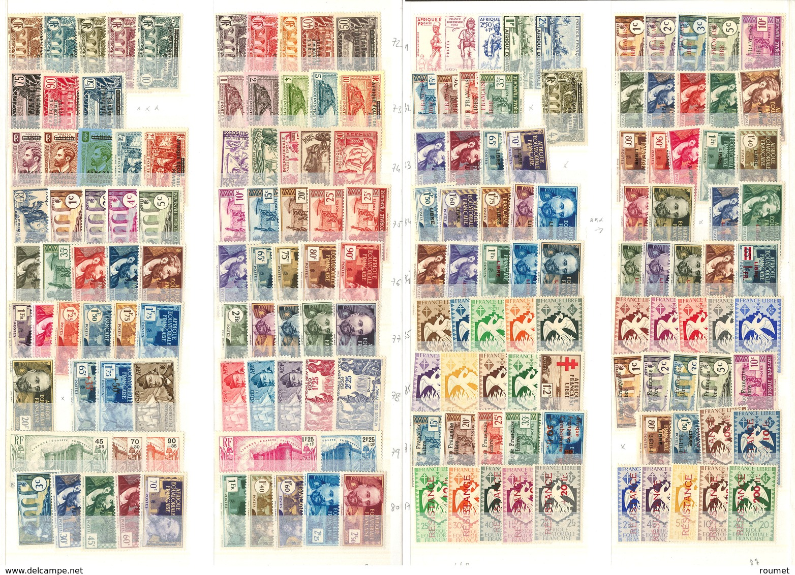 ** Collection. 1936-1958 (Poste, PA, Taxe, BF), Valeurs Moyennes Et Séries Complètes, Des France-Libre. - TB - Autres & Non Classés