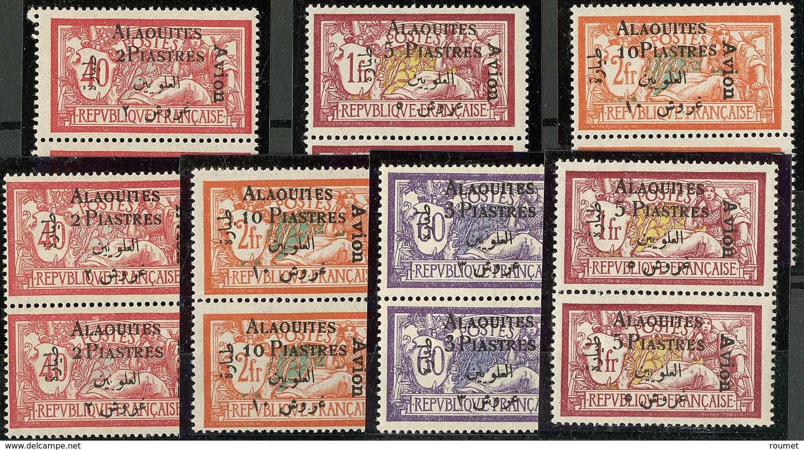 ** Poste Aérienne. Nos 1(2), 2, 3(2), 4(2), Tous En Paire Verticale Avec Les Variétés "2" Et "p" 2 1/2 3 1/2mm Se Tenant - Autres & Non Classés