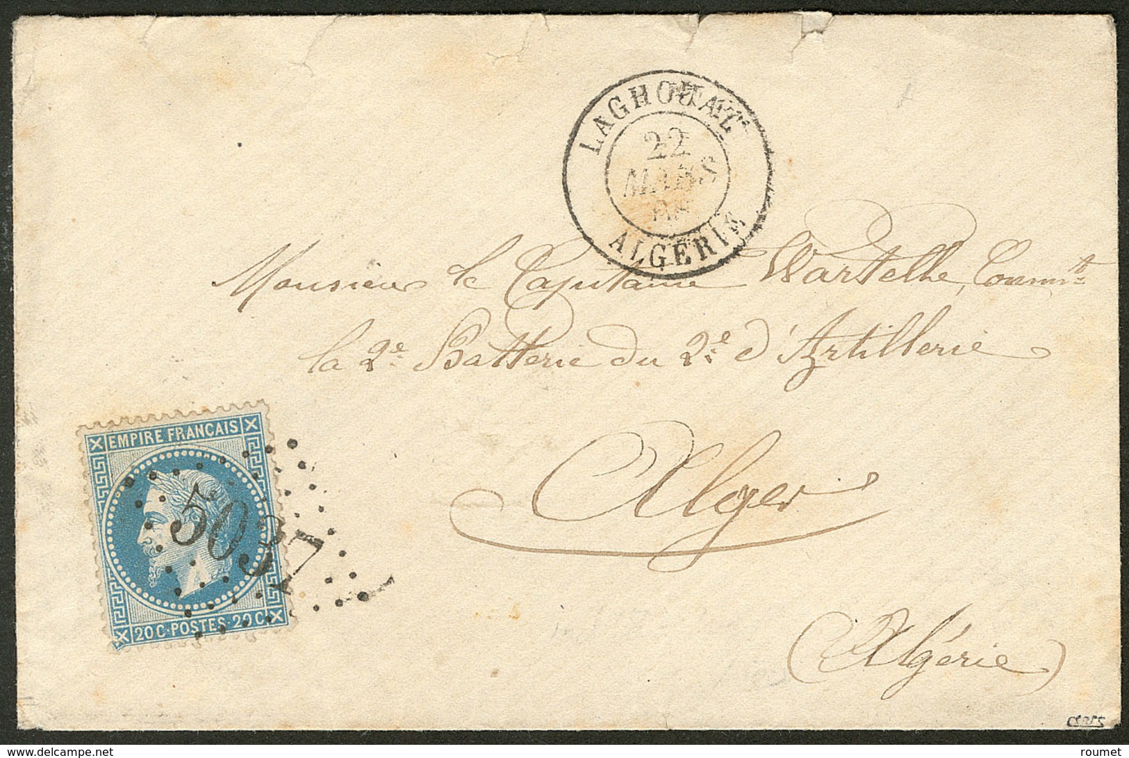 Lettre Précurseurs. France No 29, Obl Gc 5037 Sur Enveloppe Avec Cad Laghouat Mars 68, Pour Alger. - TB - Sonstige & Ohne Zuordnung