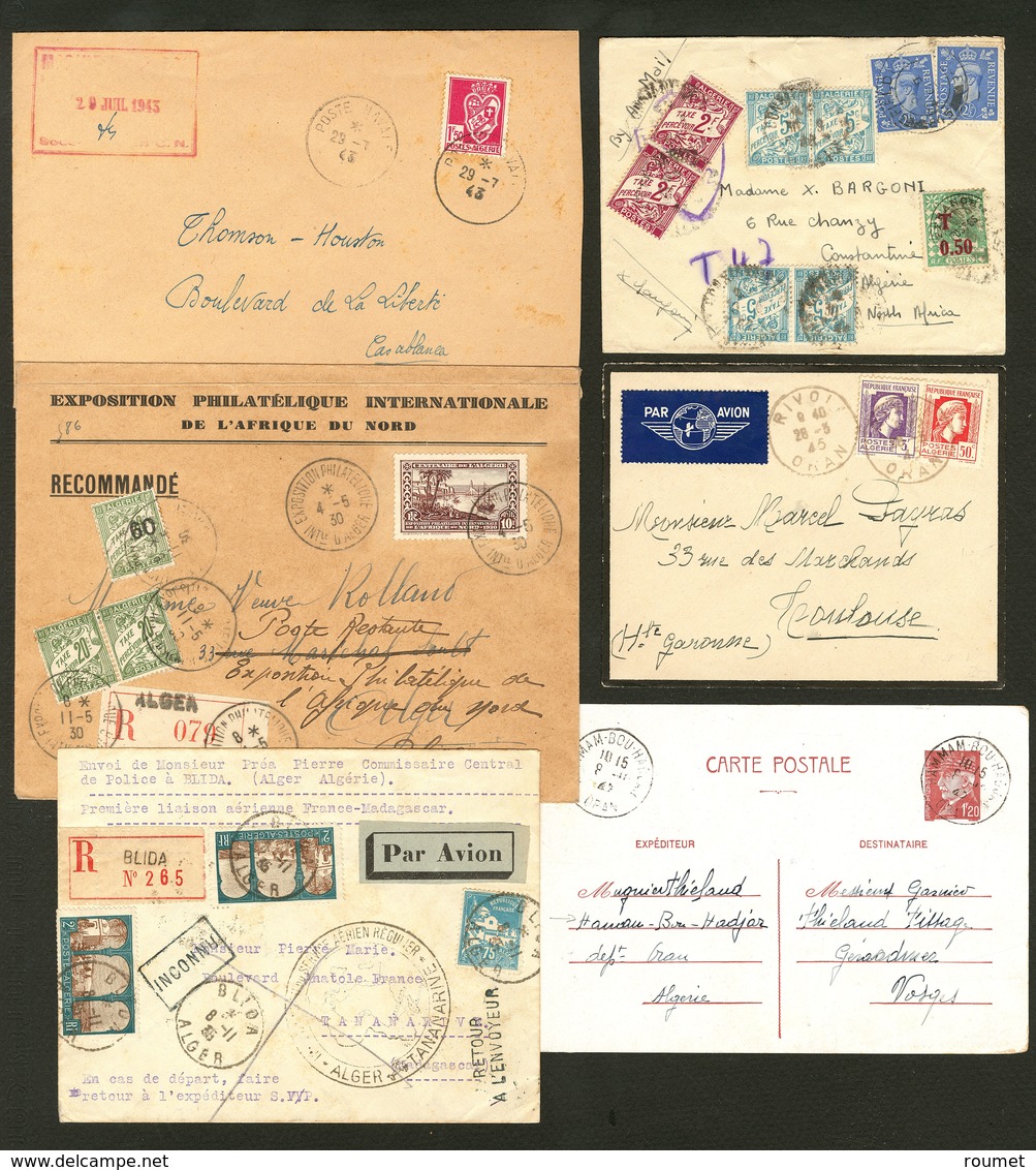 Lettre Lot. 1928-1945, 6 Enveloppes Dont 2 Recomm., Affts Et Obl Divers. - TB - Sonstige & Ohne Zuordnung
